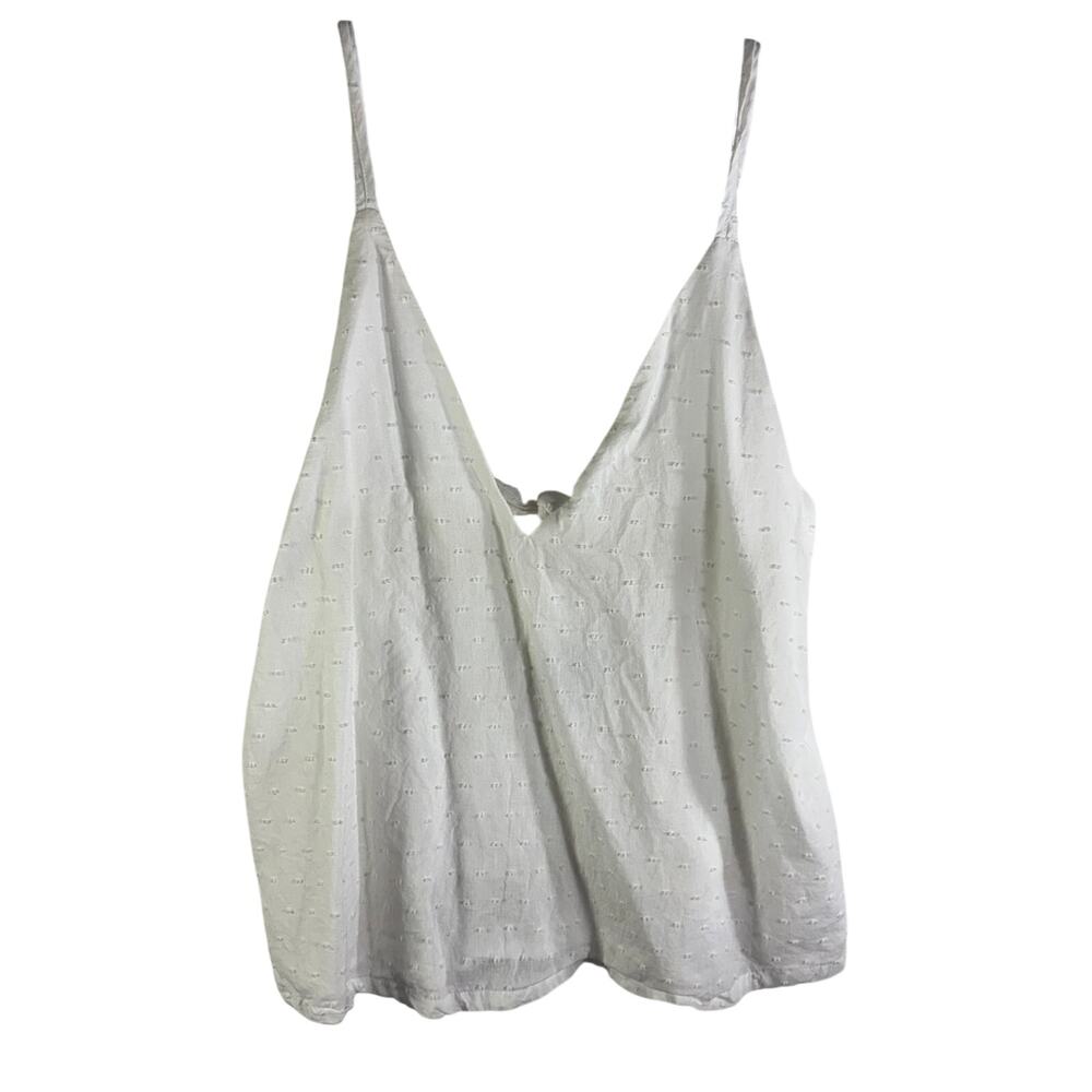 Lulus White Swiss Dot Tie Back Cami Crop Top Small Boho Summer Cotton Blend